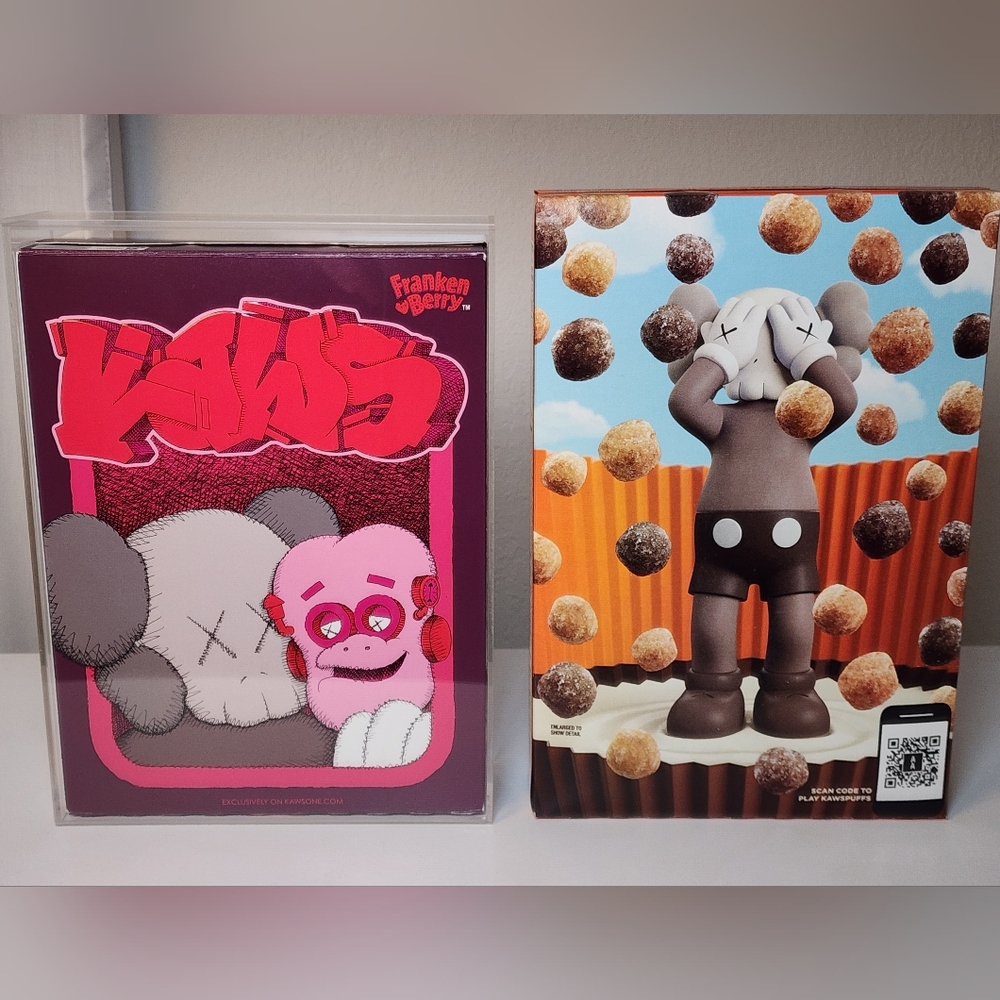 KAWS x Franken Berry Art Collectible Reese's Puffs Cereal Set